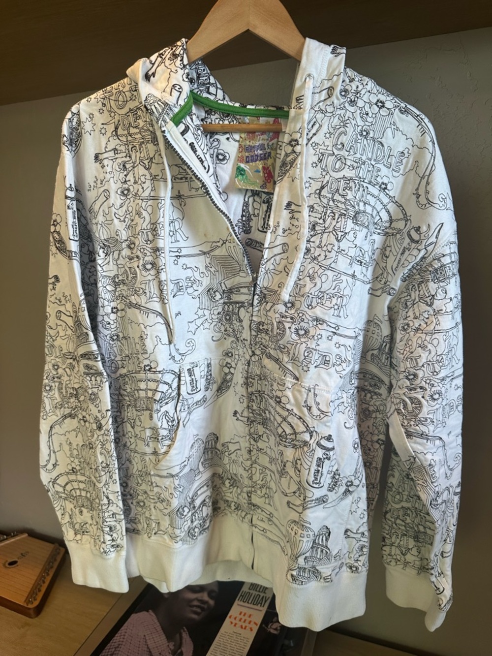 Artful Dodger Graphic White Zip Hoodie Sweatshirt -